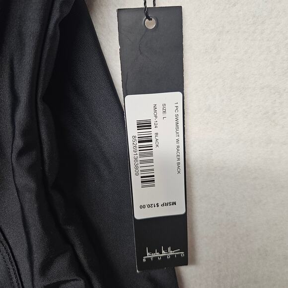 NWT Nicole Miller Black Racerback One Piece Swimsuit - Picture 6 of 10
